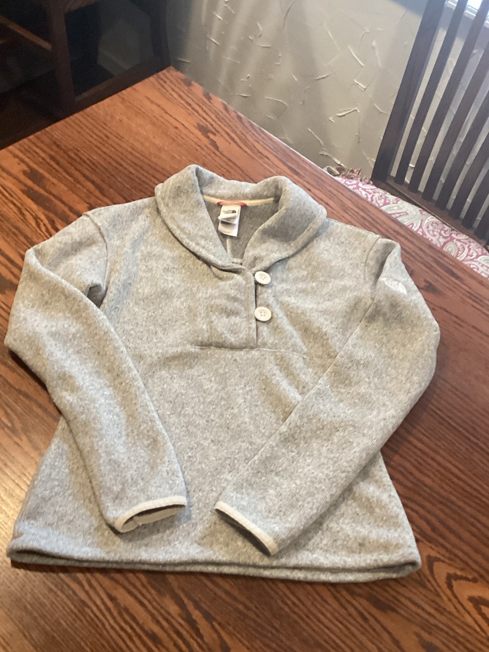 The North Face Women's Gray Shawl-Collar Button Pullover